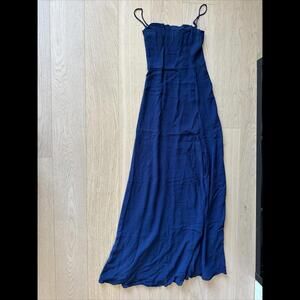 Reformation wrap sleeveless slit leg navy maxi dress  size: 4
